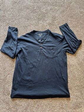 Duluth Trading Men's Longtail T Relaxed Fit LS Henley T-Shirt Navy XL